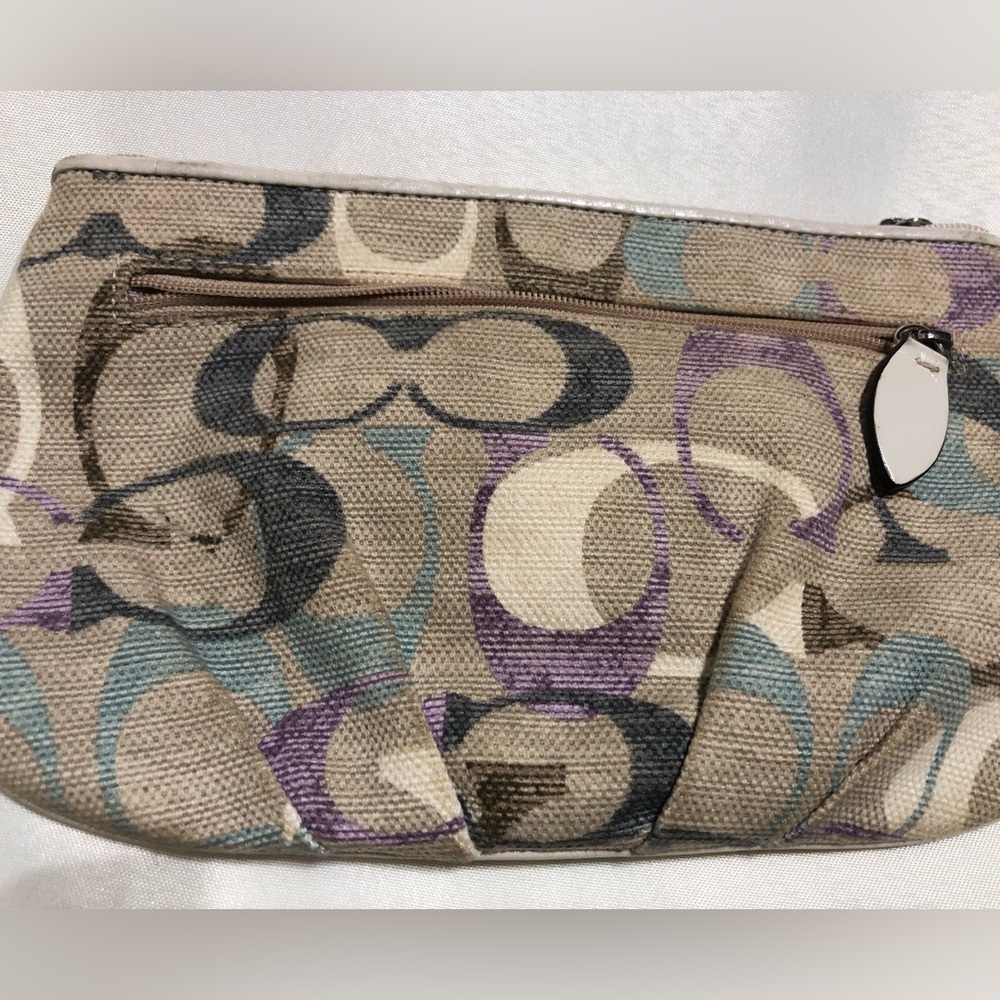 Coach Signature Canvas Wristlet with Purple & Teal Accents - Picture 3 of 5